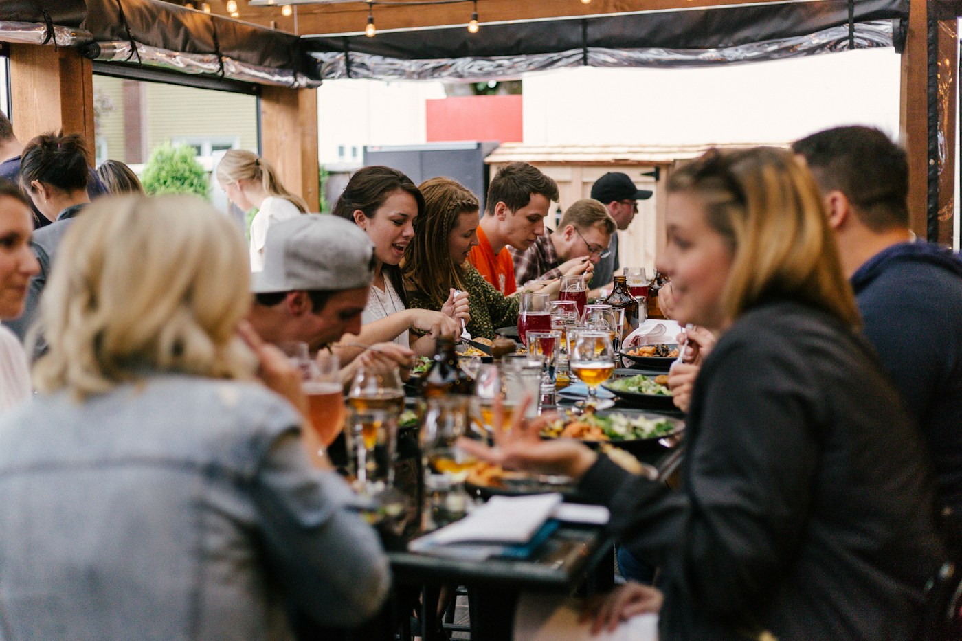 People sharing a meal at a community gathering